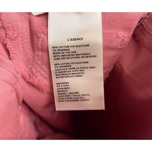 L'AGENCE Margot High Rise Skinny in Dusty Rose Coated. - Picture 7 of 7